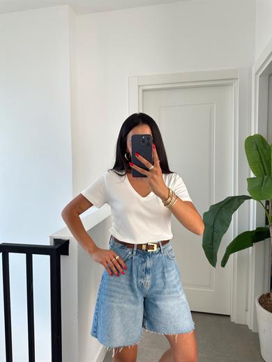 M-D Ekru V Yaka Basic Tshirt