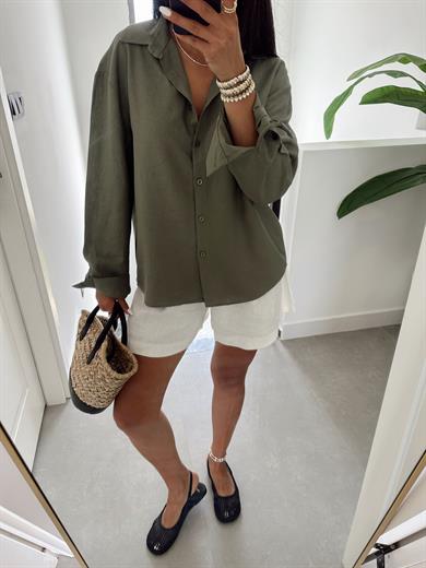 M-D Haki Keten Gömlek