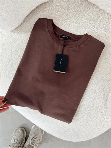 M-D Kahve Bisiklet Yaka Oversize Tshirt