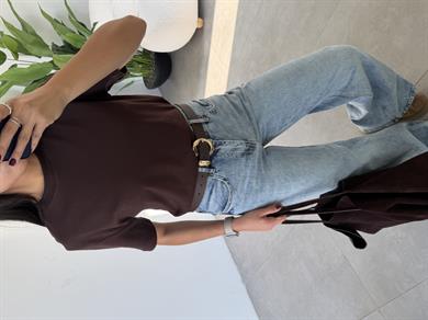 M-D Kahve Bisiklet Yaka Tshirt