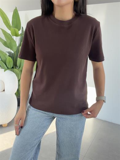 M-D Kahve Bisiklet Yaka Tshirt