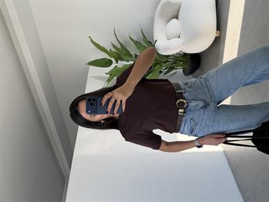 M-D Kahve Bisiklet Yaka Tshirt