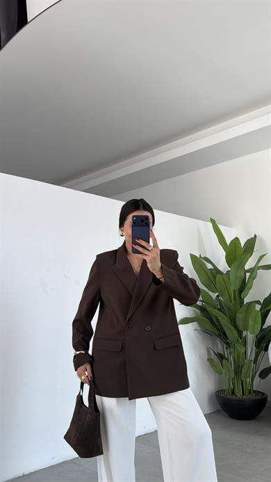 M-D Kahve Tensel Blazer Ceket