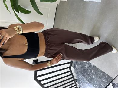 M-D Kahve Tensel İnce Kemerli Pantolon