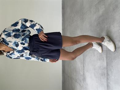 M-D Lacivert Beli Büzgülü Şort