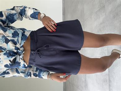 M-D Lacivert Beli Büzgülü Şort