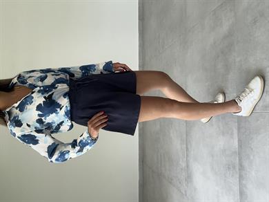 M-D Lacivert Beli Büzgülü Şort