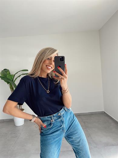 M-D Lacivert Bisiklet Yaka Basic Tshirt