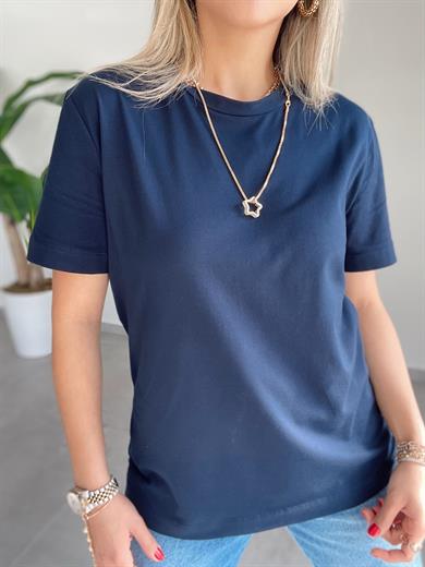 M-D Lacivert Bisiklet Yaka Basic Tshirt