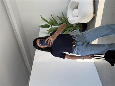 M-D Lacivert Bisiklet Yaka Tshirt