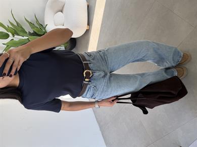 M-D Lacivert Bisiklet Yaka Tshirt