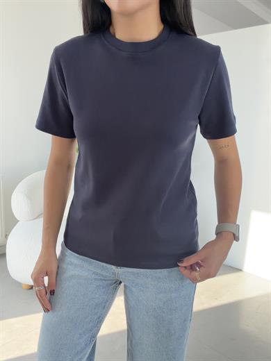 M-D Lacivert Bisiklet Yaka Tshirt