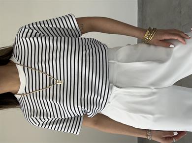 M-D Lacivert Çizgili Tişört