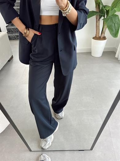 M-D Lacivert Palazzo Pantolon