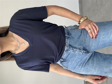 M-D Lacivert V Yaka Tişört