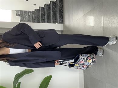 M-D Lacivert Vatkalı Blazer