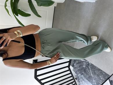 M-D Mint Yeşili Tensel İnce Kemerli Pantolon