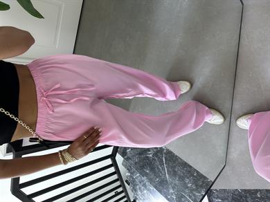 M-D Pembe Tensel İnce Kemerli Pantolon