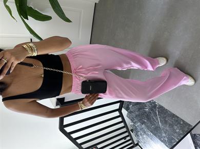 M-D Pembe Tensel İnce Kemerli Pantolon