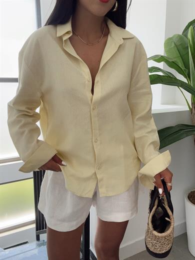 M-D Sarı Keten Gömlek