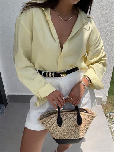 M-D Sarı Keten Gömlek