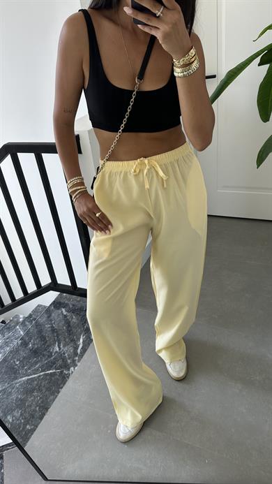 M-D Sarı Tensel İnce Kemerli Pantolon