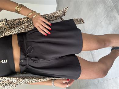 M-D Siyah Beli Büzgülü Şort