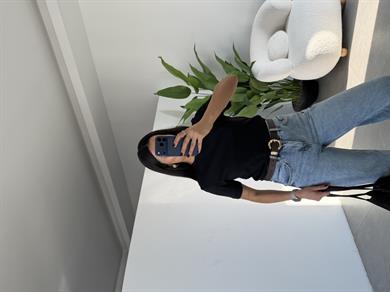 M-D Siyah Bisiklet Yaka Tshirt