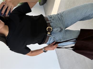 M-D Siyah Bisiklet Yaka Tshirt