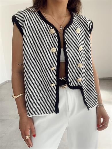 M-D Siyah Gold Düğme Yelek