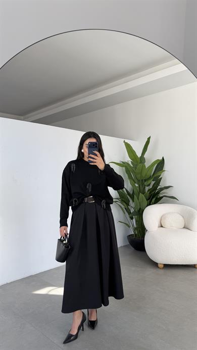 M-D Siyah Tasarım Kazak