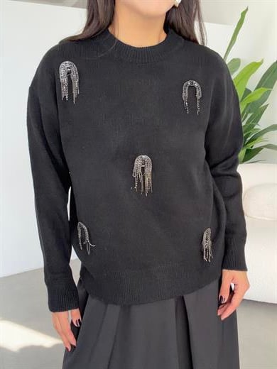 M-D Siyah Tasarım Kazak