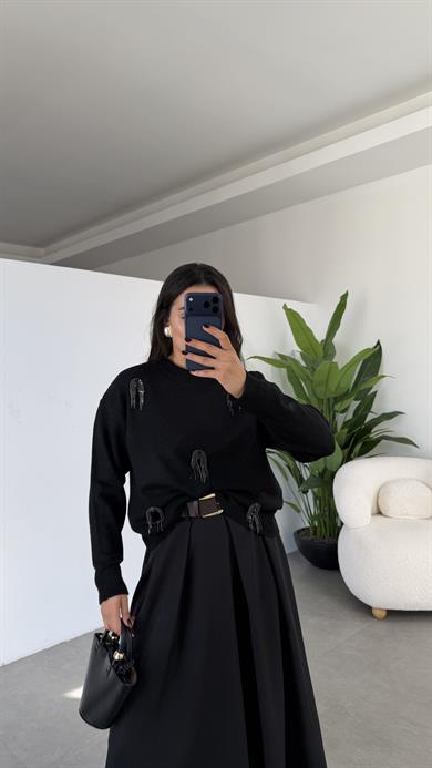 M-D Siyah Tasarım Kazak