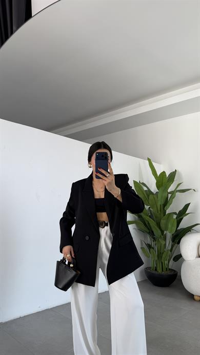 M-D Siyah Tensel Blazer Ceket