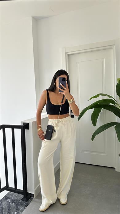 M-D Taş Tensel İnce Kemerli Pantolon