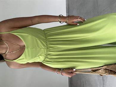 Maria Fıstık Yeşili Çapraz Askılı Tulum