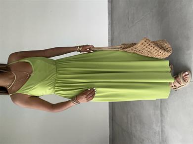 Maria Fıstık Yeşili Çapraz Askılı Tulum