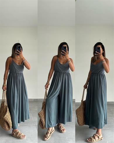 Maria Haki Çapraz Askılı Tulum