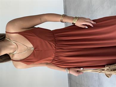 Maria Kiremit Yeşili Çapraz Askılı Tulum