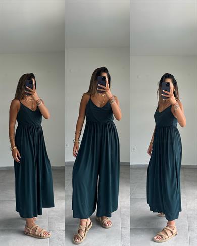 Maria Petrol Çapraz Askılı Tulum