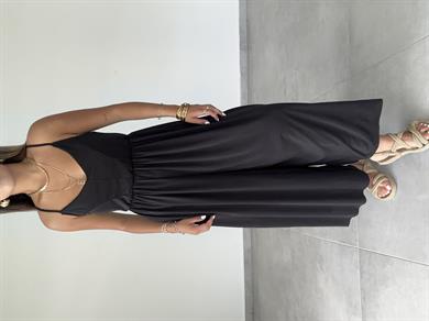 Maria Siyah Çapraz Askılı Tulum