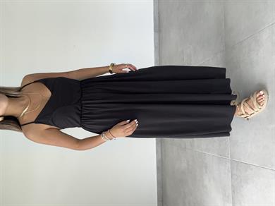 Maria Siyah Çapraz Askılı Tulum