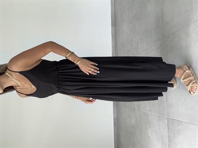 Maria Siyah Çapraz Askılı Tulum