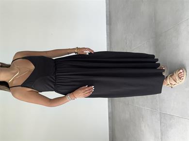 Maria Siyah Çapraz Askılı Tulum