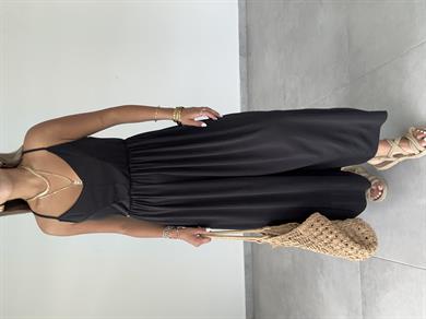 Maria Siyah Çapraz Askılı Tulum