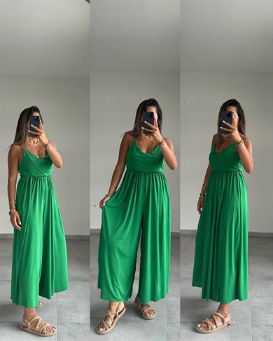 Maria Yeşil Çapraz Askılı Tulum