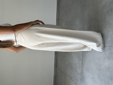 Marvin Bej Yıkamalı Gabardin Bol Paça Pantolon