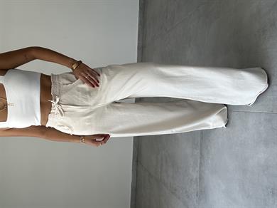 Marvin Bej Yıkamalı Gabardin Bol Paça Pantolon