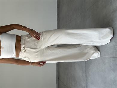 Marvin Bej Yıkamalı Gabardin Bol Paça Pantolon