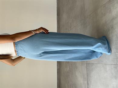 Marvin Mavi Yıkamalı Gabardin Bol Paça Pantolon